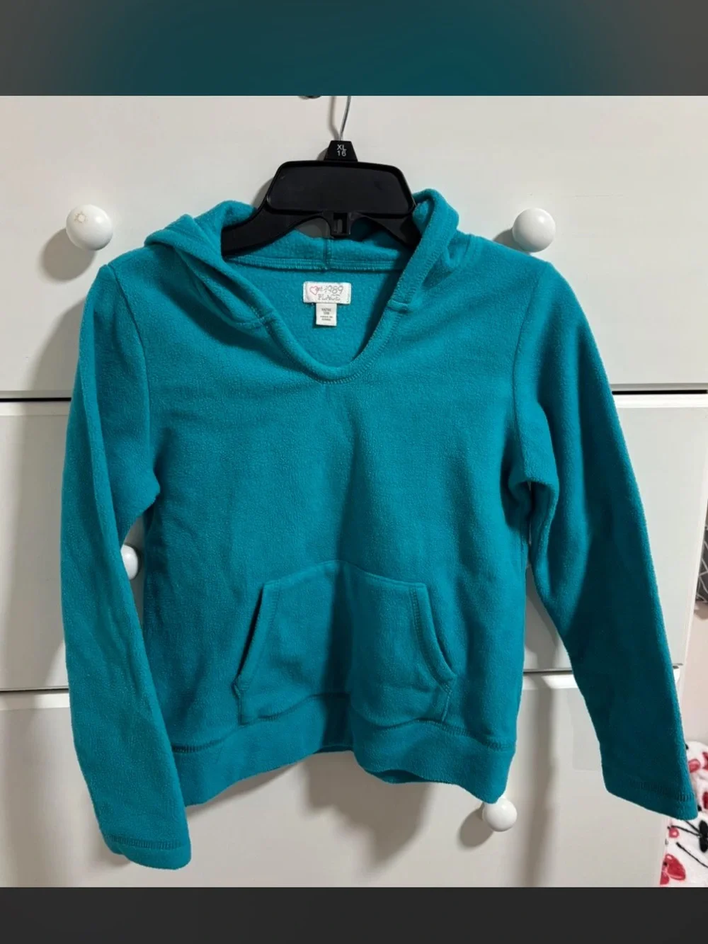 kids Plain teal fleece hoodie in size M from children’s place